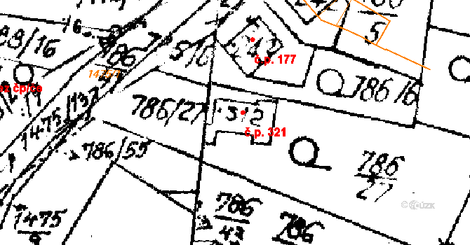 Lukov 321 na parcele st. 512 v KÚ Lukov u Zlína, Katastrální mapa