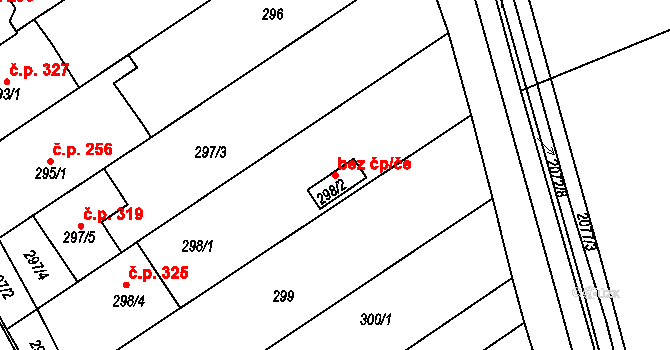 Ostrožská Nová Ves 40629252 na parcele st. 298/2 v KÚ Chylice, Katastrální mapa