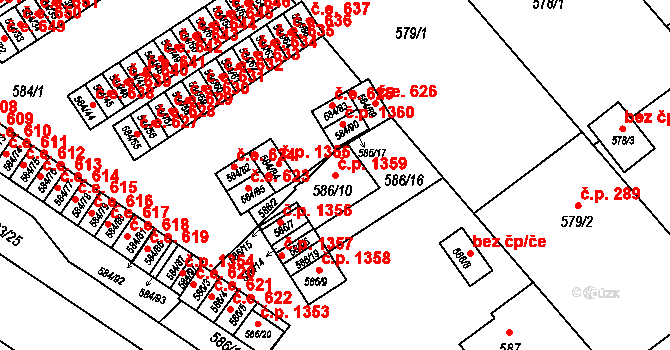 Ráj 1359, Karviná na parcele st. 586/10 v KÚ Ráj, Katastrální mapa