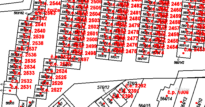 Bludovice 2496, Havířov na parcele st. 580/76 v KÚ Bludovice, Katastrální mapa