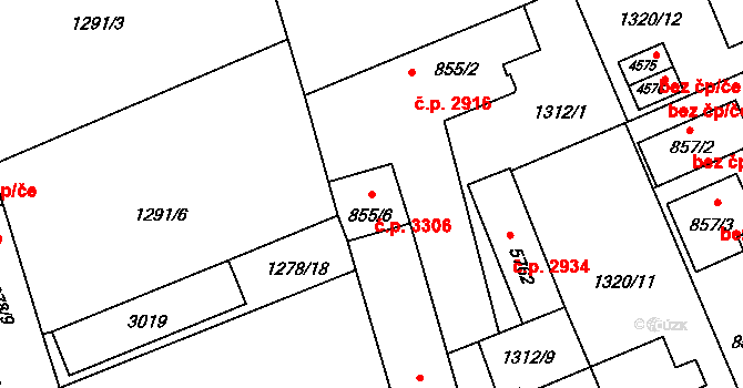 Šumperk 3306 na parcele st. 855/6 v KÚ Šumperk, Katastrální mapa