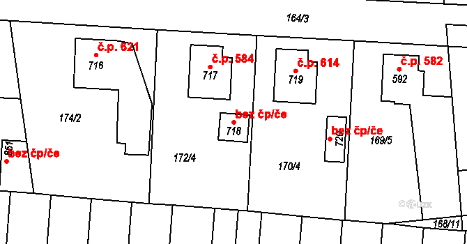 Slatiňany 43731252 na parcele st. 718 v KÚ Slatiňany, Katastrální mapa