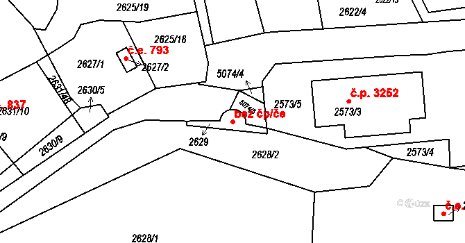 Přerov 43864252 na parcele st. 2629 v KÚ Přerov, Katastrální mapa