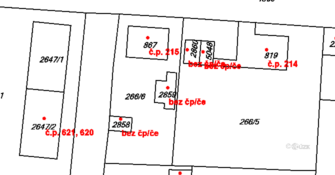 Rokycany 47098252 na parcele st. 2859 v KÚ Rokycany, Katastrální mapa
