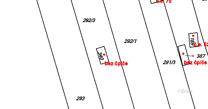 Holešov 48574252 na parcele st. 340 v KÚ Žopy, Katastrální mapa