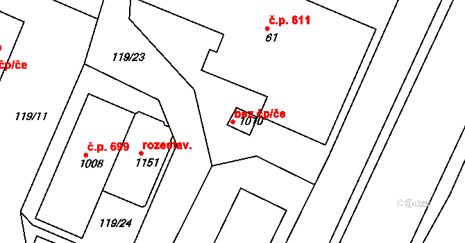Hradec Králové 48788252 na parcele st. 1010 v KÚ Plotiště nad Labem, Katastrální mapa