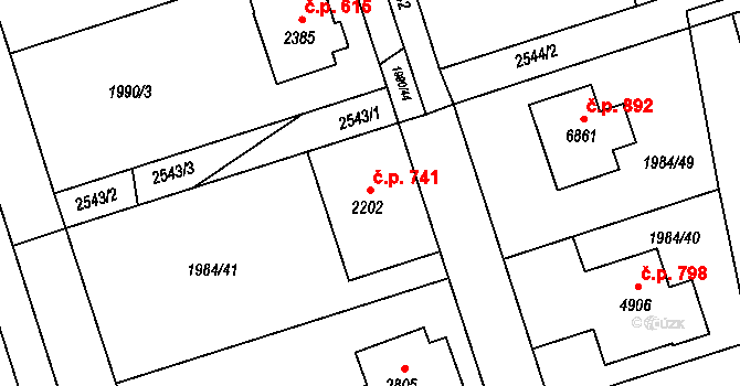 Beroun-Závodí 741, Beroun na parcele st. 2202/1 v KÚ Beroun, Katastrální mapa