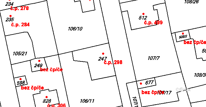 Rudná 298 na parcele st. 247 v KÚ Dušníky u Rudné, Katastrální mapa