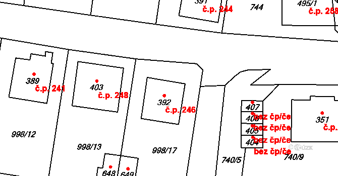 Ledce 246 na parcele st. 392 v KÚ Ledce u Plzně, Katastrální mapa