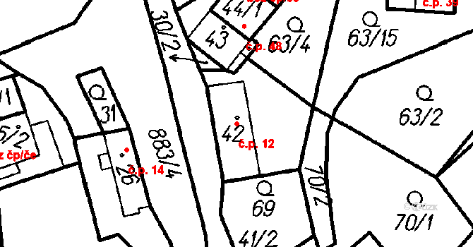 Chlistov 12 na parcele st. 42 v KÚ Chlistov, Katastrální mapa