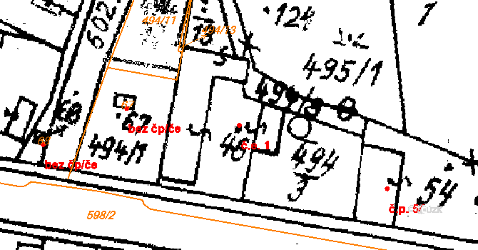 Březí 1, Žinkovy na parcele st. 46 v KÚ Březí u Žinkov, Katastrální mapa