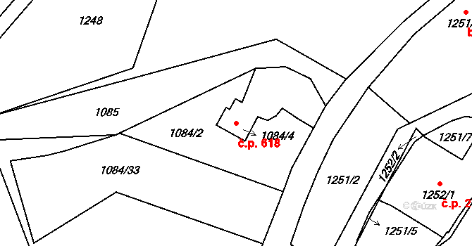 Hronov 618 na parcele st. 1084/4 v KÚ Hronov, Katastrální mapa