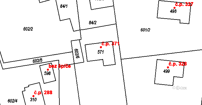 Lukavice 371 na parcele st. 571 v KÚ Lukavice v Čechách, Katastrální mapa