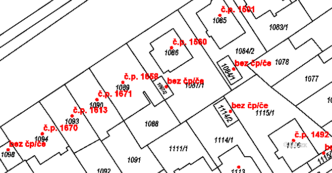 Chomutov 79812252 na parcele st. 1087/2 v KÚ Chomutov I, Katastrální mapa