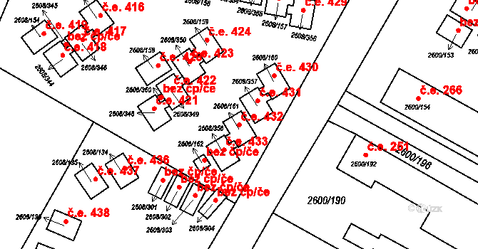 Staré Splavy 432, Doksy na parcele st. 2608/161 v KÚ Doksy u Máchova jezera, Katastrální mapa
