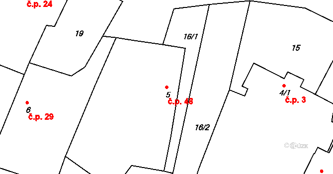 Bezděčín 48, Želeč na parcele st. 5 v KÚ Bezděčín, Katastrální mapa