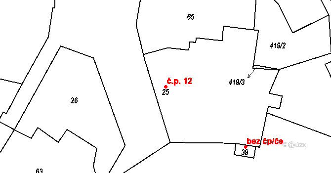 Veclov 12, Svojetín na parcele st. 25 v KÚ Veclov u Svojetína, Katastrální mapa