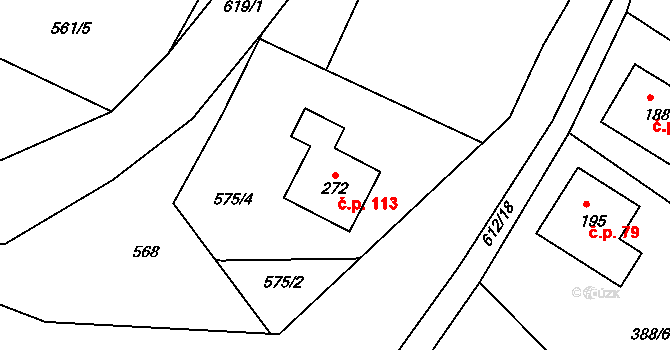 Děčín XXVIII-Folknáře 113, Děčín na parcele st. 272 v KÚ Folknáře, Katastrální mapa