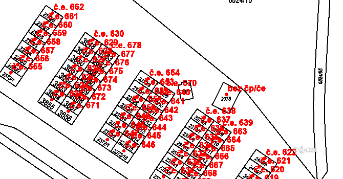 Žatec 670 na parcele st. 2372/9 v KÚ Žatec, Katastrální mapa