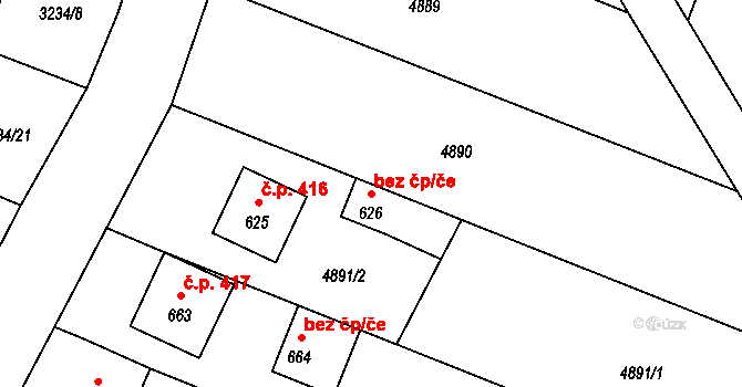 Mohelno 93454252 na parcele st. 626 v KÚ Mohelno, Katastrální mapa