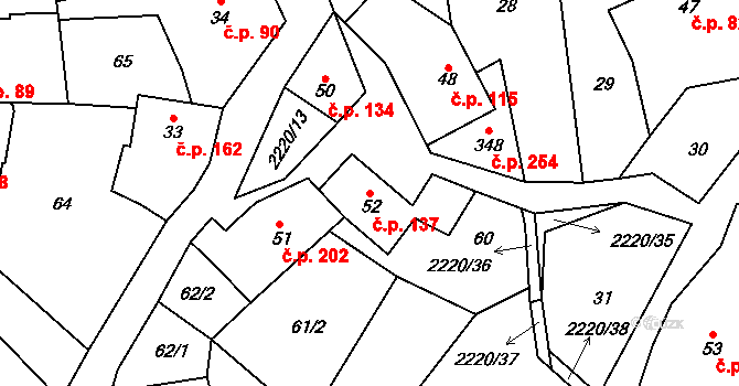 Lipnice nad Sázavou 137 na parcele st. 52 v KÚ Lipnice nad Sázavou, Katastrální mapa
