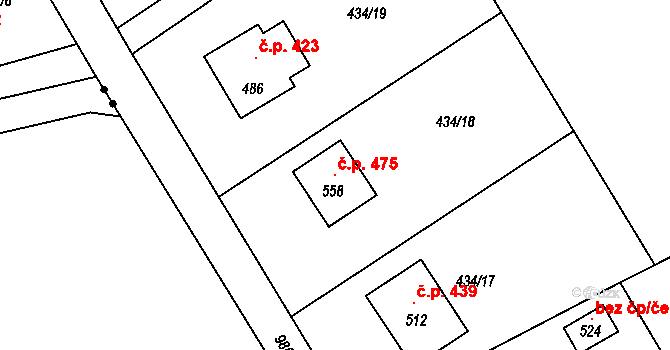 Dobratice 475 na parcele st. 558 v KÚ Dobratice, Katastrální mapa
