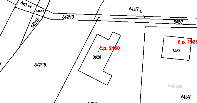 Lysá nad Labem 2160 na parcele st. 3628 v KÚ Lysá nad Labem, Katastrální mapa