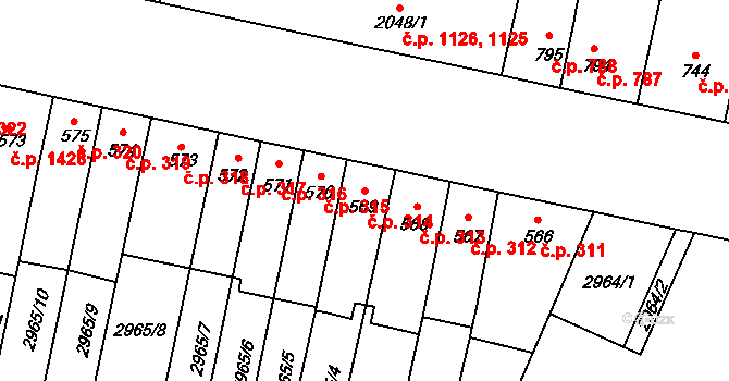 Kyjov 314 na parcele st. 569 v KÚ Kyjov, Katastrální mapa
