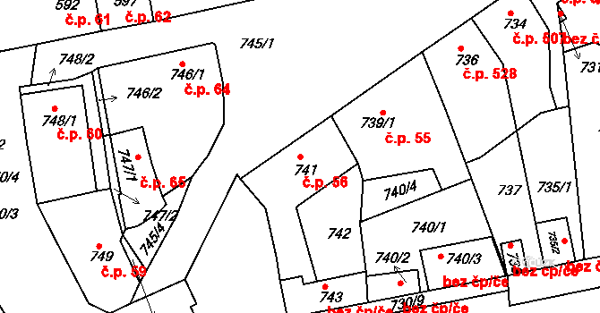 Hořovice 56 na parcele st. 741 v KÚ Hořovice, Katastrální mapa