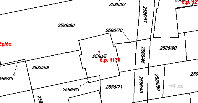 Valašské Meziříčí 1170 na parcele st. 2586/5 v KÚ Valašské Meziříčí-město, Katastrální mapa