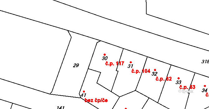 Předlice 117, Ústí nad Labem na parcele st. 30 v KÚ Předlice, Katastrální mapa