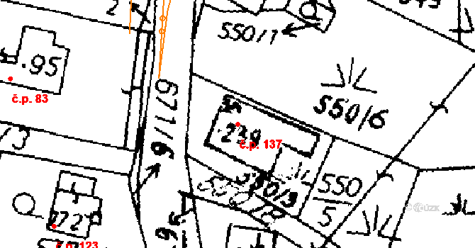 Dlouhoňovice 137 na parcele st. 239 v KÚ Dlouhoňovice, Katastrální mapa