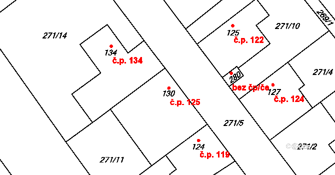 Choťánky 125 na parcele st. 130 v KÚ Choťánky, Katastrální mapa