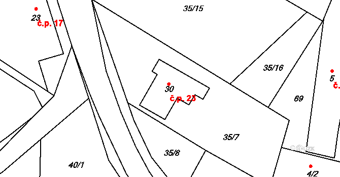 Batouchovice 23, Bochovice na parcele st. 30 v KÚ Batouchovice, Katastrální mapa