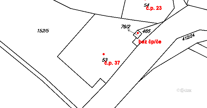 Kornice 37, Litomyšl na parcele st. 53 v KÚ Kornice, Katastrální mapa