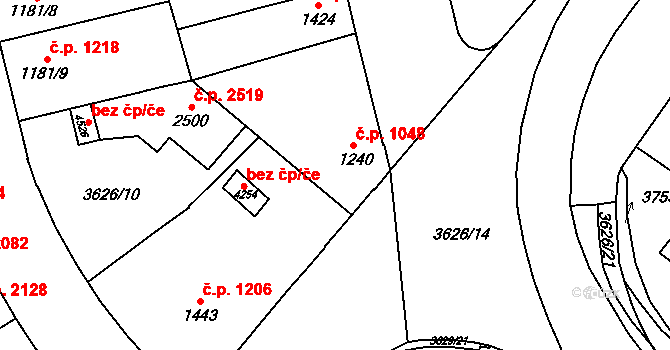 Břeclav 1048 na parcele st. 1240 v KÚ Břeclav, Katastrální mapa