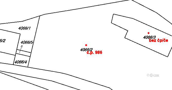 Smržovka 986 na parcele st. 4066/2 v KÚ Smržovka, Katastrální mapa