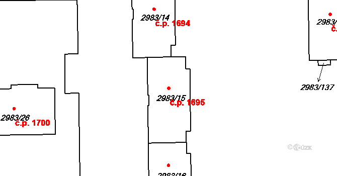 Pelhřimov 1695 na parcele st. 2983/15 v KÚ Pelhřimov, Katastrální mapa