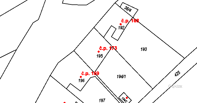 Citice 173 na parcele st. 195 v KÚ Citice, Katastrální mapa