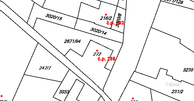 Černilov 258 na parcele st. 272 v KÚ Černilov, Katastrální mapa