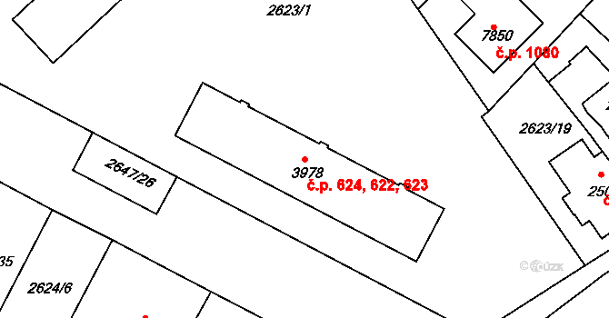 Kolín II 622,623,624, Kolín na parcele st. 3978 v KÚ Kolín, Katastrální mapa