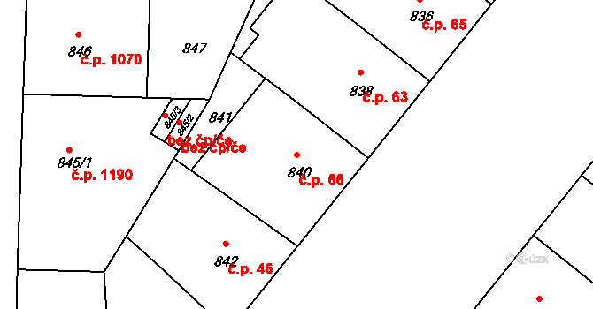 Nusle 66, Praha na parcele st. 840 v KÚ Nusle, Katastrální mapa