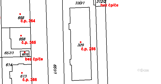 Veleslavín 256, Praha na parcele st. 329 v KÚ Veleslavín, Katastrální mapa
