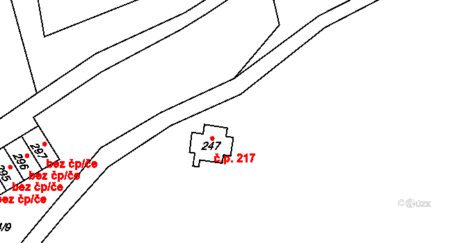 Černý Důl 217 na parcele st. 247 v KÚ Černý Důl, Katastrální mapa