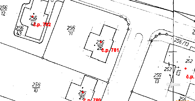 Poděbrady II 781, Poděbrady na parcele st. 256/26 v KÚ Poděbrady, Katastrální mapa