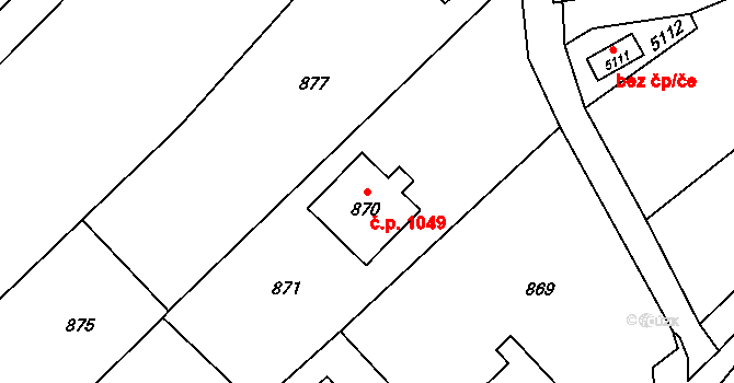 Vsetín 1049 na parcele st. 870 v KÚ Vsetín, Katastrální mapa