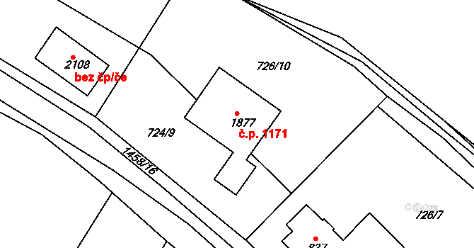 Starý Plzenec 1171 na parcele st. 1877 v KÚ Starý Plzenec, Katastrální mapa