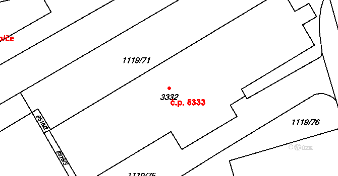 Zlín 5333 na parcele st. 3332/1 v KÚ Zlín, Katastrální mapa