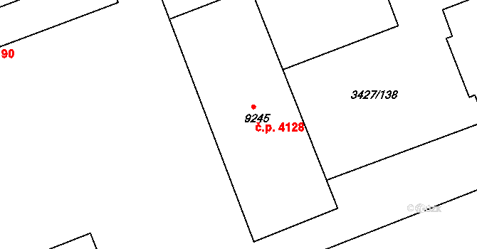 Hodonín 4128 na parcele st. 9245 v KÚ Hodonín, Katastrální mapa