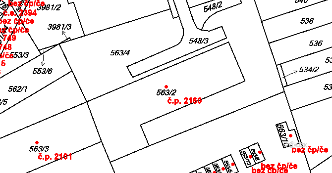 Řečkovice 2160, Brno na parcele st. 563/2 v KÚ Řečkovice, Katastrální mapa